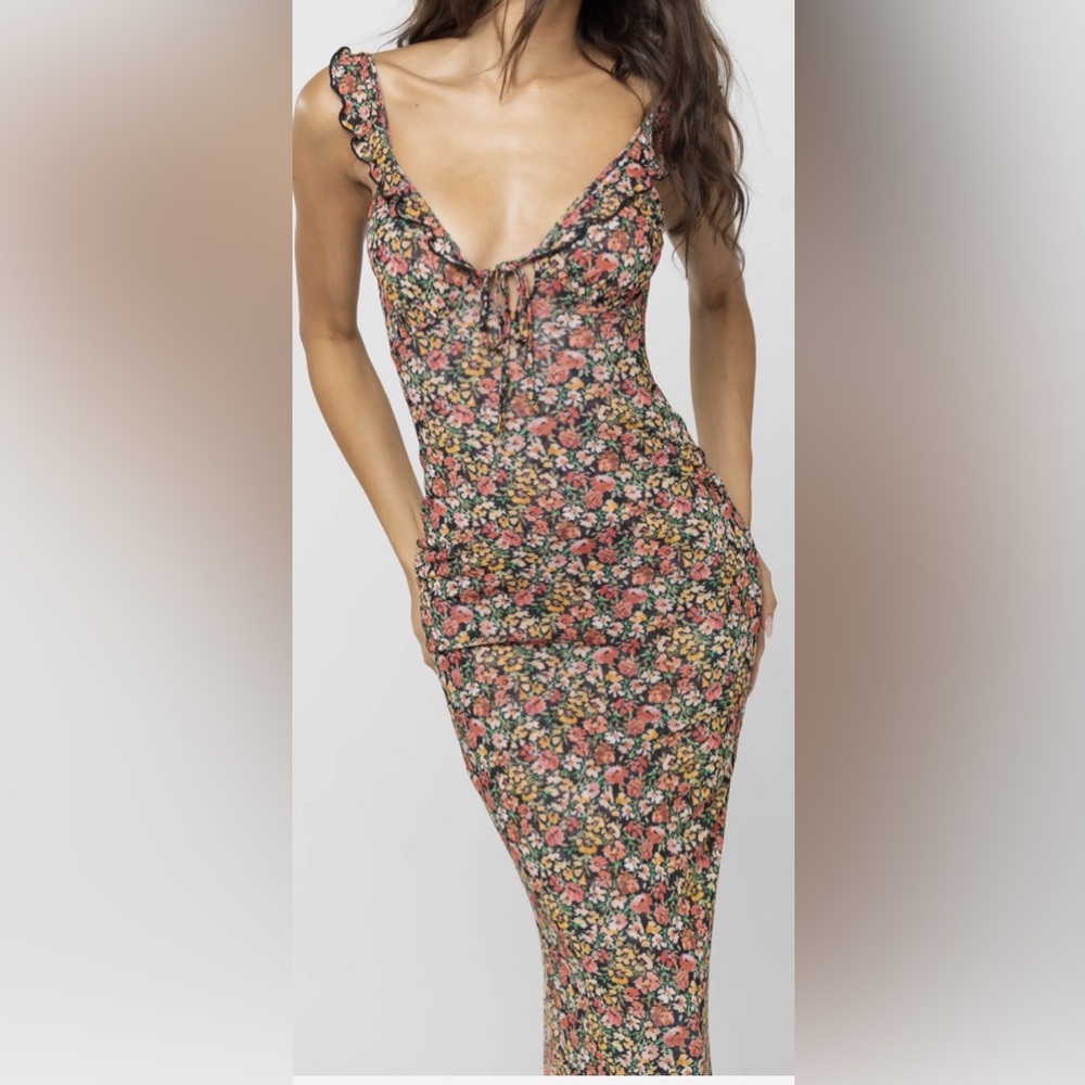 Goldie Dress in Fig Micah Maxi Double Layer Slip Dress